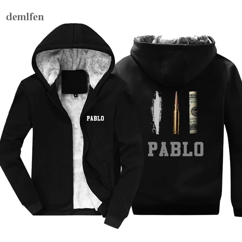 Новые мужские толстовки с капюшоном Narcos Pablo Escobar Мужская зимняя плотная
