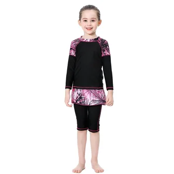 

Summer UV protection rash guard long sleeve swimsuit for girls half pants surf swim wear kids rashguard beachwear suit