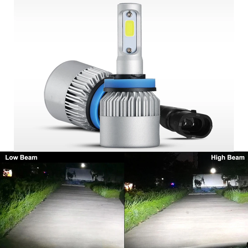 Eseastar 2pcs 36W COB High Power H4 LED Headlight Built In Turbo