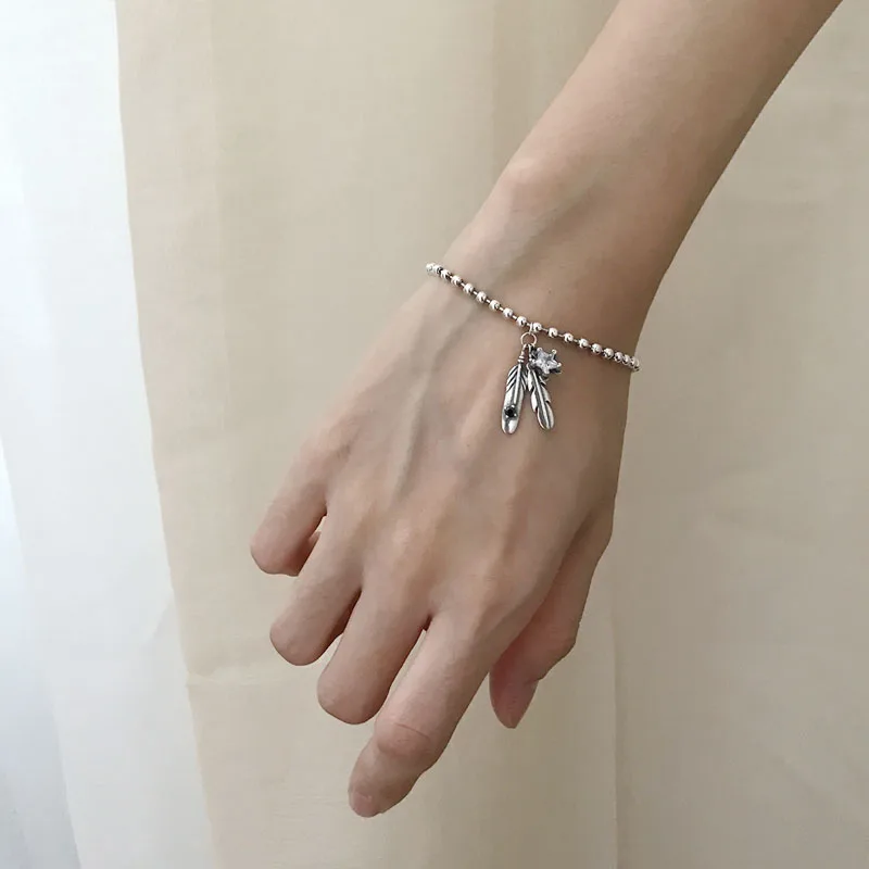 925 пробы Серебряный 4 мм мяч модный браслет из цепочки ювелирные изделия для женщин Девушка Настоящее серебро шарм браслеты