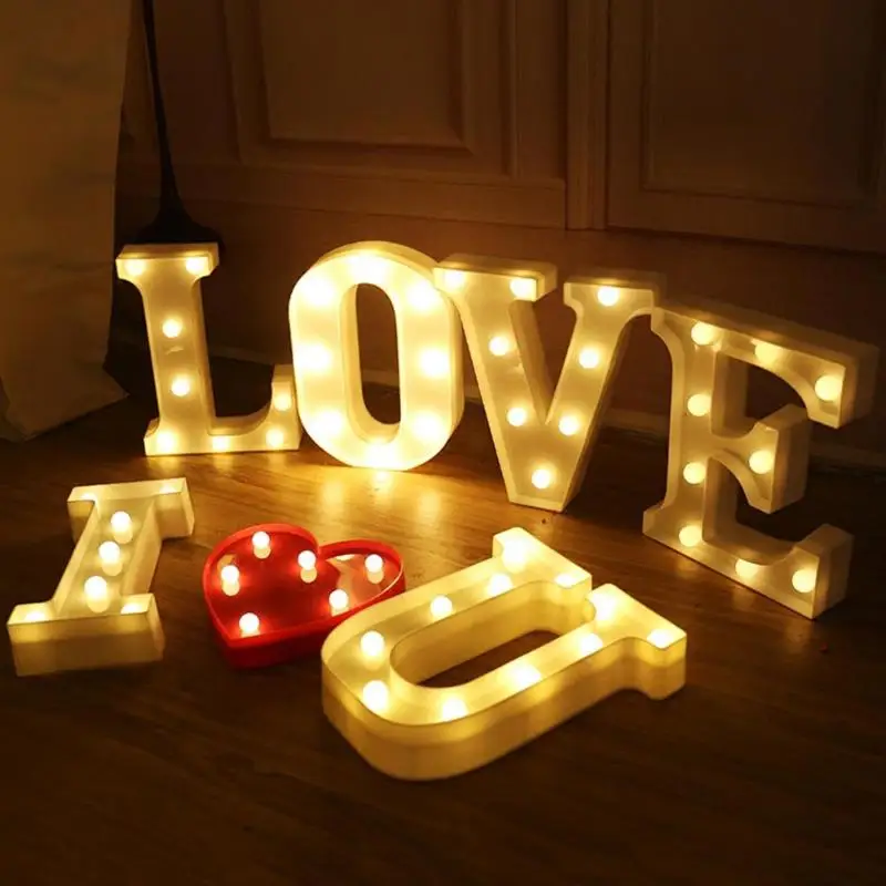 3D Luminous Letter Night Light Home Bedside Lamp Romantic Wedding Party Decoration Light Children Bedroom Decoration 22CM