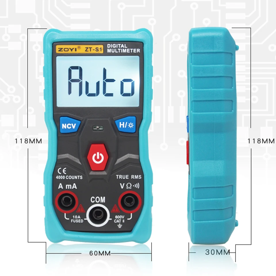 ZT-S1 цифровой мультиметр с автоматическим диапазоном, с истинным среднеквадратичным значением, Интеллектуальный NCV 4000 отсчетов переменного/постоянного тока, измерительный инструмент, полностью автоматический