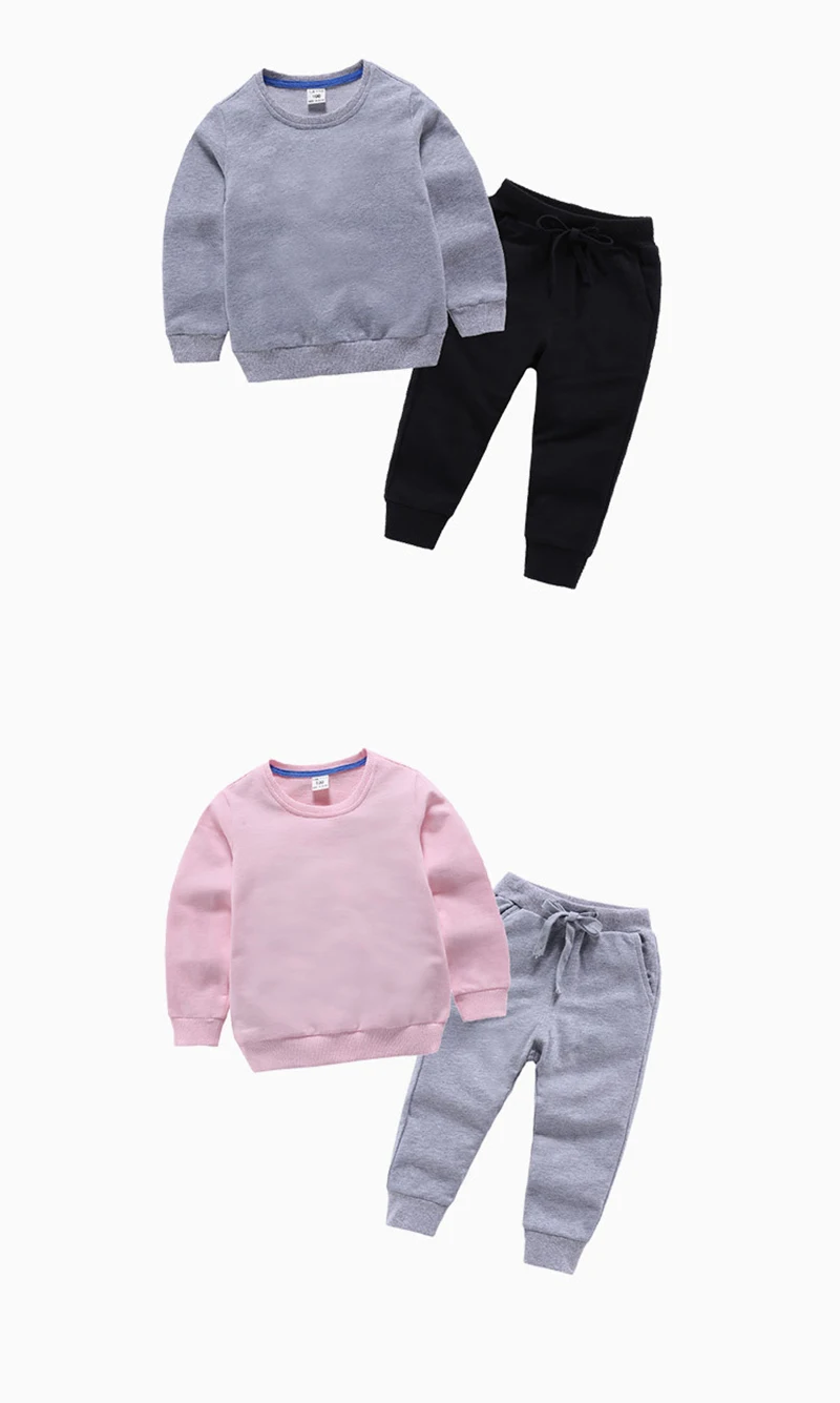 Детская одежда коллекция 2019 года, осенне-зимняя одежда для маленьких мальчиков футболка + штаны, спортивный костюм для девочек, комплекты