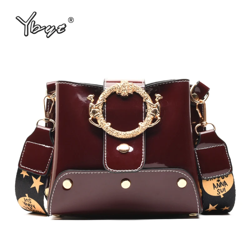 

vintage casual women Bucket Bag luxury handbags women bags designer Patent leather women messenger bag flap rivet shoulder bag