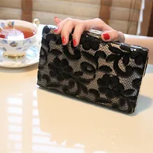 2017 Soiree Party Schwarz Häkeln Pailletten Frauen Abend Kupplung handtaschen Modische tag Brieftaschen kupplung Elegante Kette Handtasche