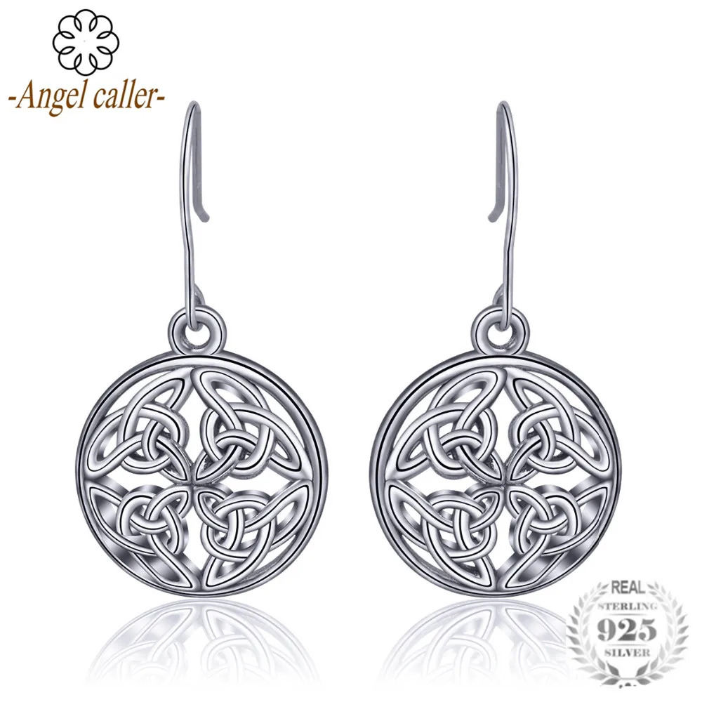 Женские круглые серьги подвески Angel Caller из стерлингового серебра 925 пробы|jewelry