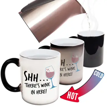 

Funny Mugs Shh Theres Wine In Here Beer Wine Pub Bar Christmas Dad MAGIC MUG