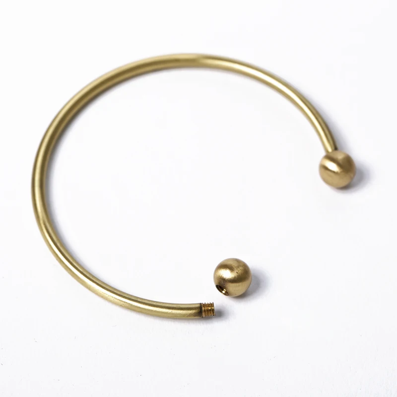 

Unisex Screw Ball-End Cuff Bracelet Smooth Round Torque Charms Bangle for Charms Beads Open Cuff Jewelry