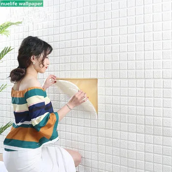 

3d pure white mosaic plaid pattern wall stickers bathroom kitchen TV background wall balcony waterproof wall stickers