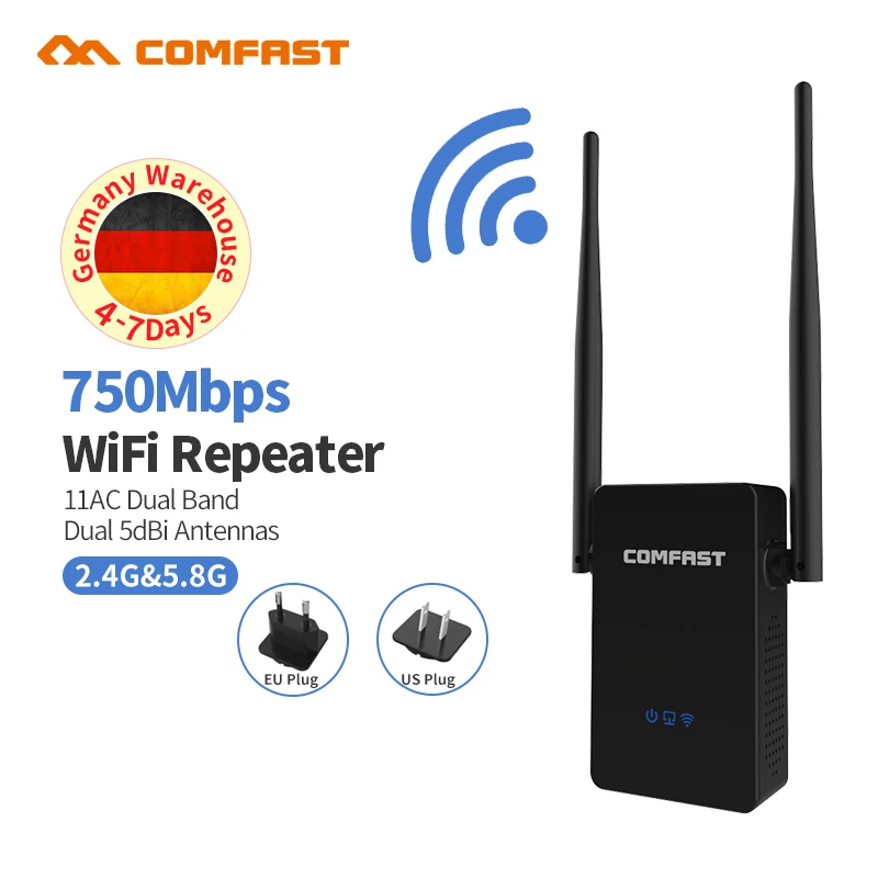 

Home Wifi Repeater AC 750 Wireless Wi-fi Range Extender Amplifier 5Ghz 802.11 b/g/n/ac Wifi Booster Antenna AC Wi fi Router