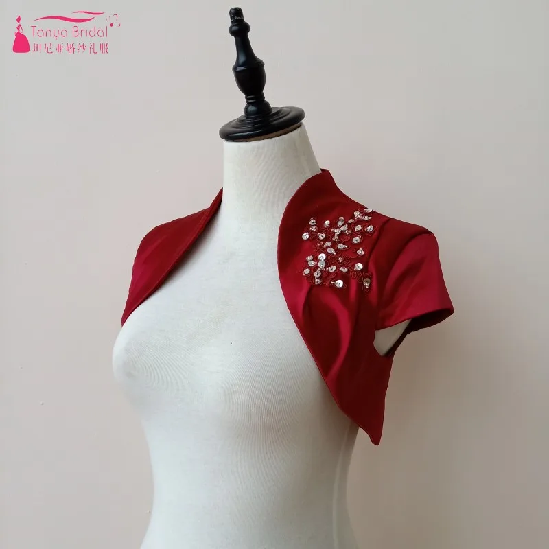 Short Sleeves Wedding Evening Dress Jackets Wraps Made Simple Style Bolero Real Photos DQG228