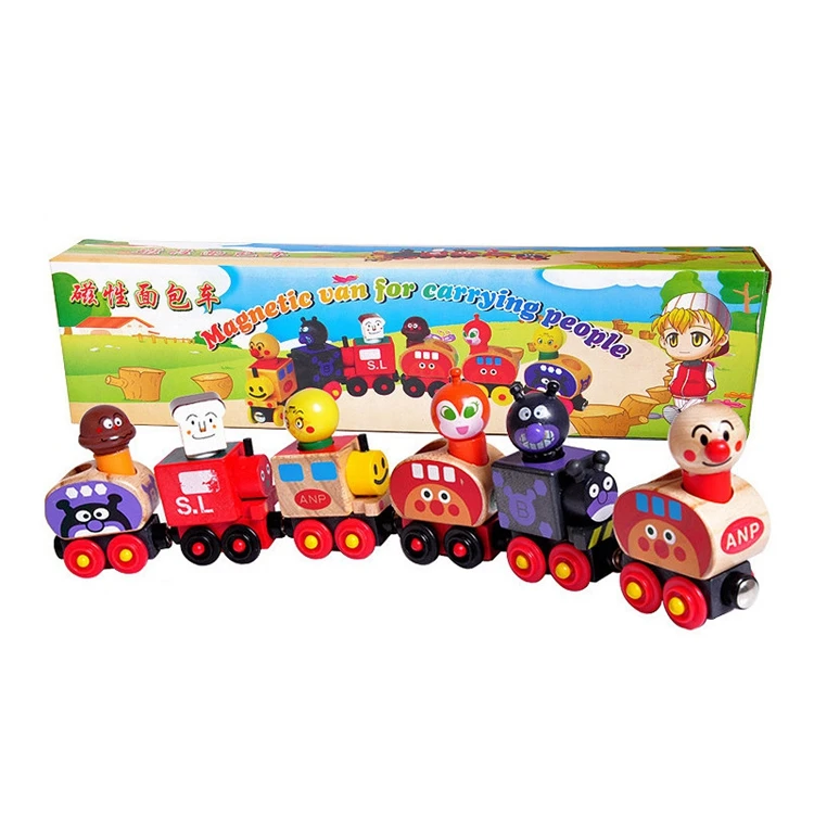 Anpanman набор поездов Магнитный фургон для перевозки людей поезд детские деревянные игрушки магнитные блоки для транспортных средств детские развивающие игрушки