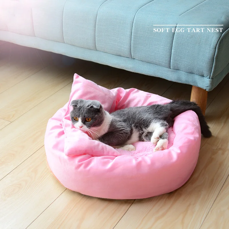 

Solid Color Round Cat Bed Cat House Comfortable Cat Sleeping Cushion Soft Dog beds for Small Medium Sized Dogs Dog Products Supp