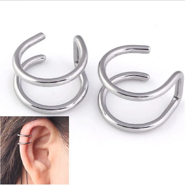 

H:HYDE 1 Pair New Punk Rock Ear Clip Cuff Wrap Earrings No piercing-Clip Hollow Out U Pattern Statement jewelry Unisex 4 Colors