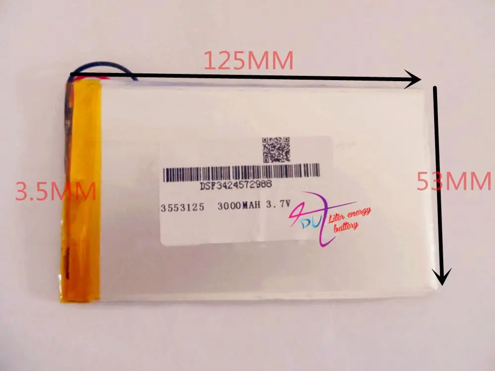    3.7  3000  3553125 - Li-Po    Mp4 Mp5 GPS PSP PAD   tablet pc 