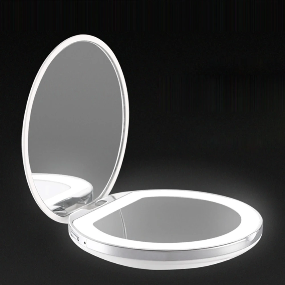 

Mini Portable LED Lights Makeup Mirror 3X Expand Double Hand Magnify Handheld Folded LED Makeup Mirror makeup Tool dresser decor
