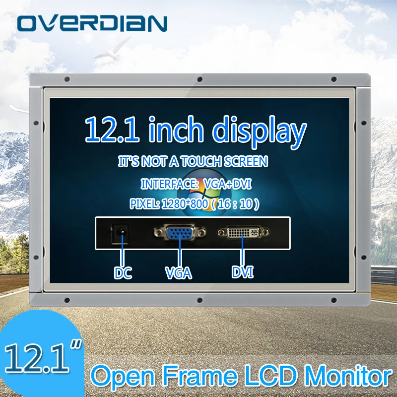 

12"VGA/DVI Interface White Open Frame Metal Shell All Angle of View Non-Touch IPS Screen Industrial Lcd Monitor TFT Type