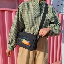 Женская индивидуальная парусиновая сумка-мессенджер с милым фруктовым узором на молнии с мягкой ручкой, маленькая квадратная сумка 10