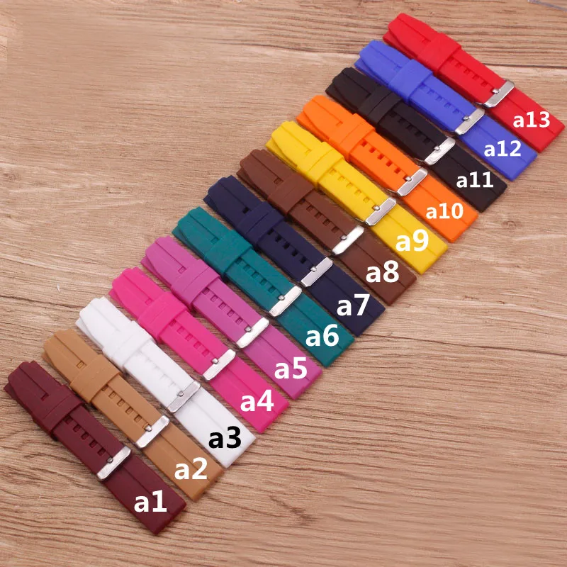 Watch Accessories Soft Silicone Strap 22mm Pin Buckle Outdoor Sports