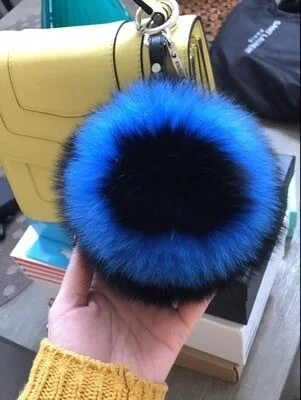 Personalzied Charm Pompoms Initial Capital Letter Luxury Fox Furry Bag Customize Keychains Purse Handbag Black&ampblue | Украшения и