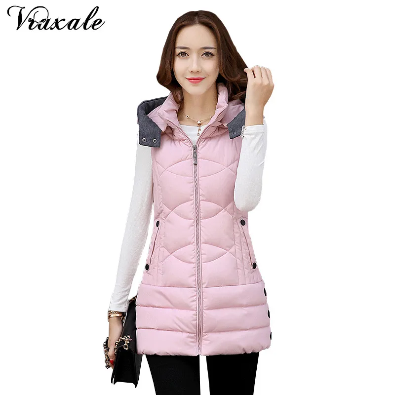 Vraxale 2017 Autumn Winter New Fashion Slim Vest Hooded