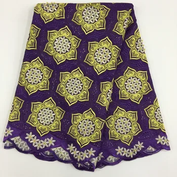 

wholesale price purple African lace fabric Swiss voile Nigerian cotton material promotion guipure sewing wedding cloth dress