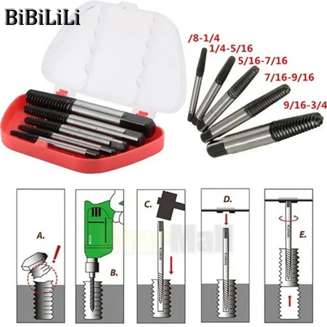 

Speed Set Tools New Bit Damaged Extractor Bolts Broken Out Drill Silver Guide black Screws Screw Steel Removal