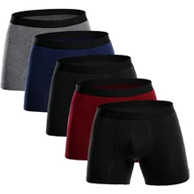 Cueca masculina boxer, 5 pçs/lote de algodão, flexível, cor sólida