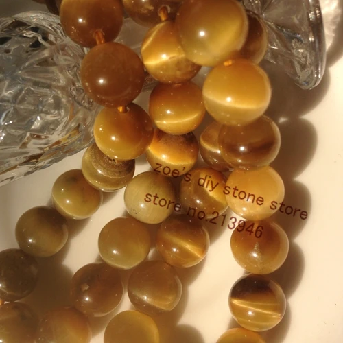 

6/8/10MM Yellow Natural Tiger Eye Loose Strands Semi-precious Stone Jewelry Beads