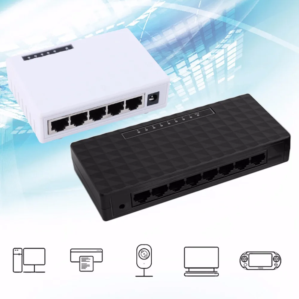 5/8 порт RJ-45 10/100 Мбит/с Ethernet сетевой настольный коммутатор Auto-MDI/MDIX Hub-L059 горячий