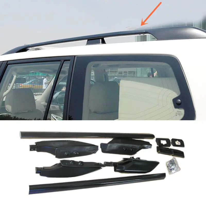For Toyota Prado 2003 2009 2pcs Black Aluminum alloy Top Roof Rack Rail