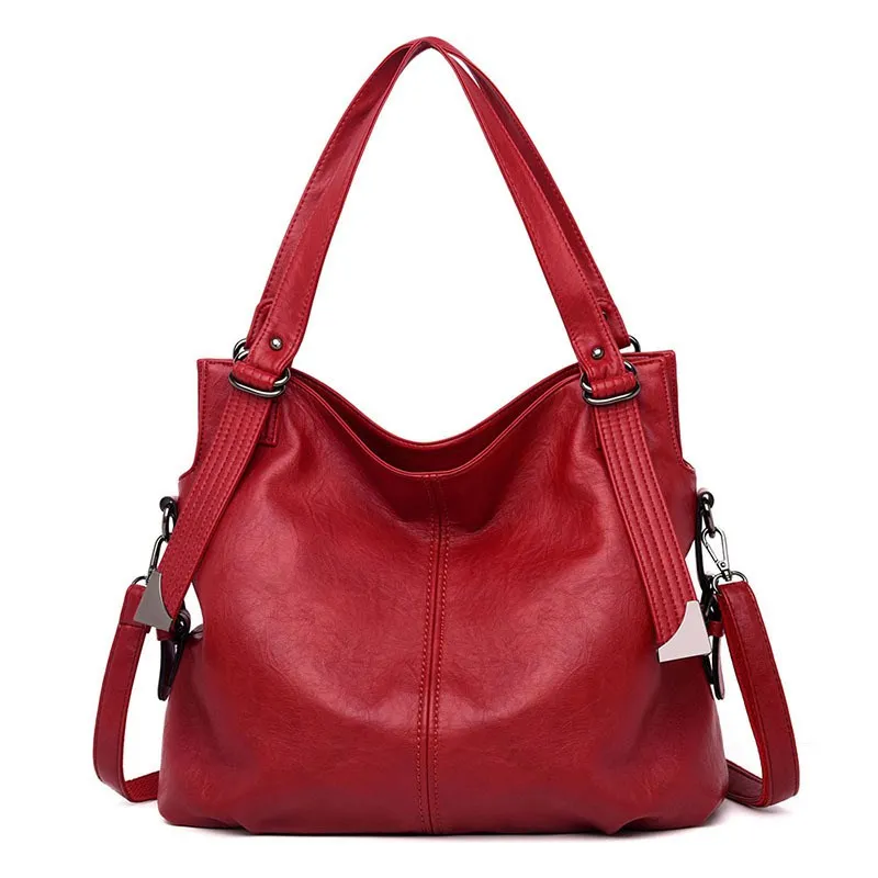 Женская большая сумка-мешок черного/красного цвета, новые модные женские кожаные сумки, женская сумка через плечо из натуральной кожи M245 - Цвет: Бургундия