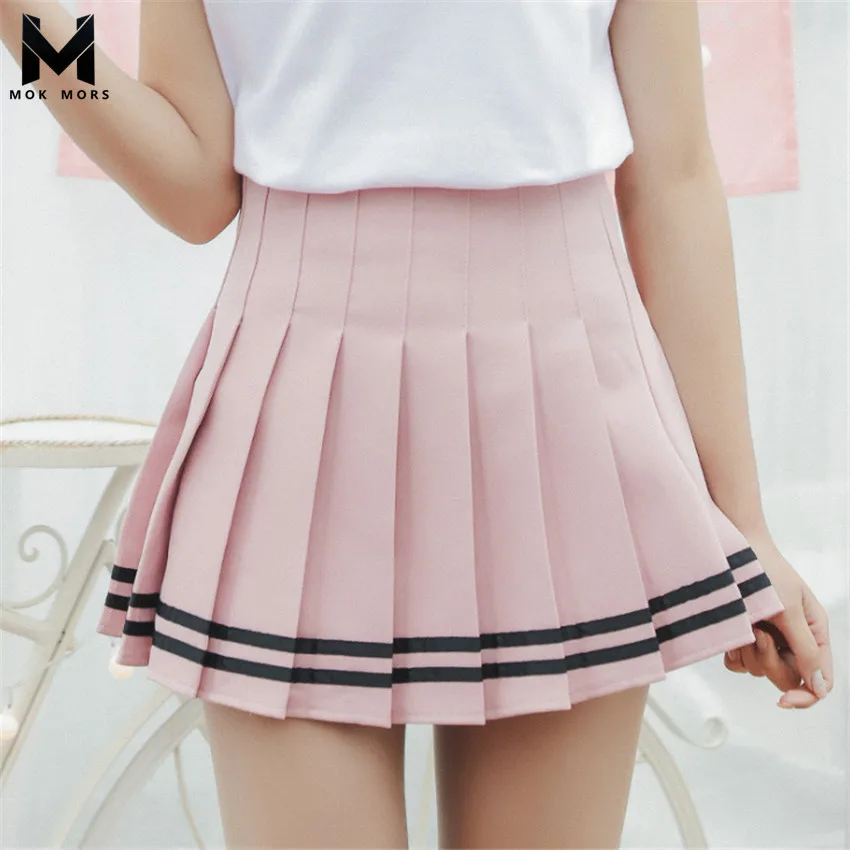 Лидер продаж, летняя Женская Новинка, для колледжа, высокая талия, тонкая короткая юбка, модная брендовая Повседневная однотонная Хлопковая женская юбка