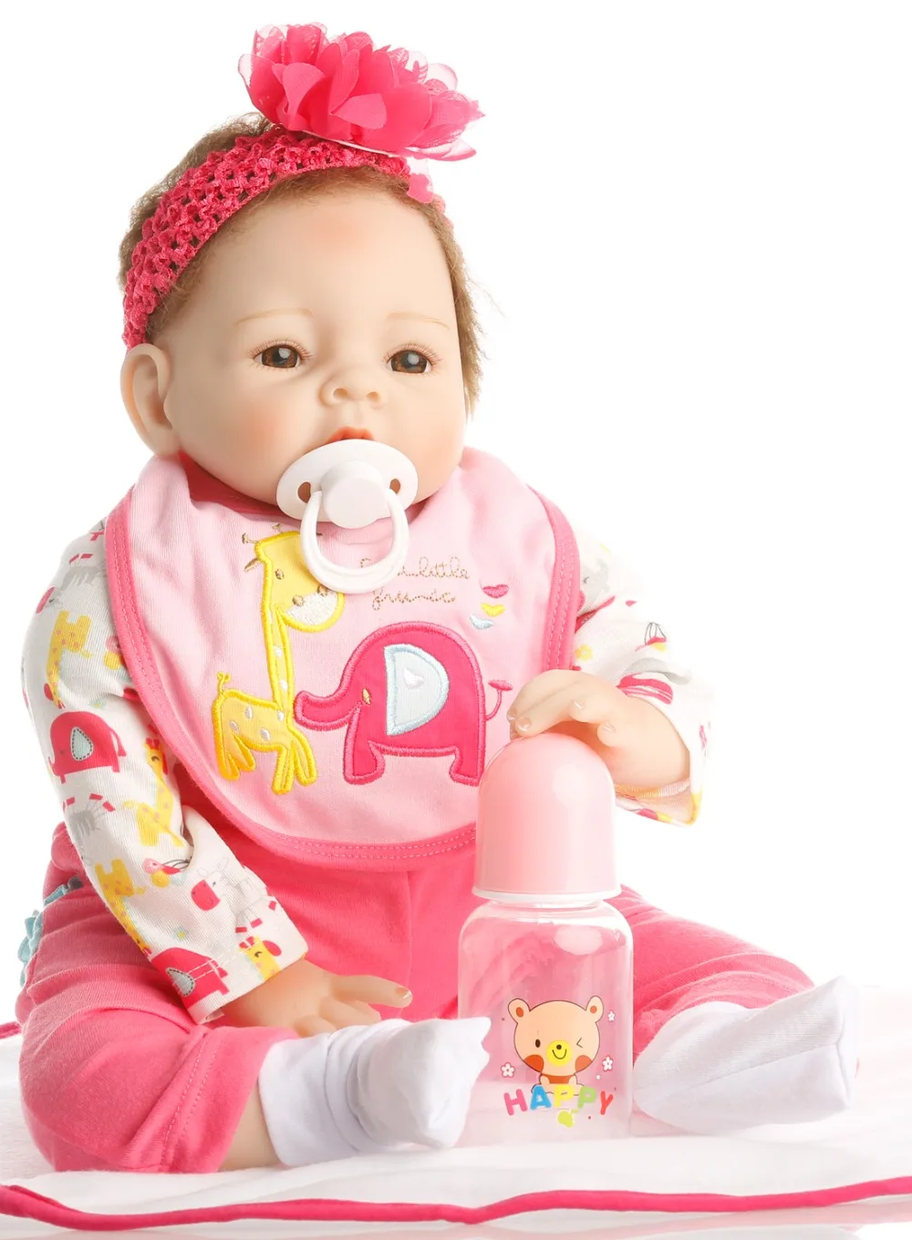 

SanyDoll 22inch 55cm Silicone baby reborn dolls, lifelike doll reborn babies for Children's toys red rose set doll