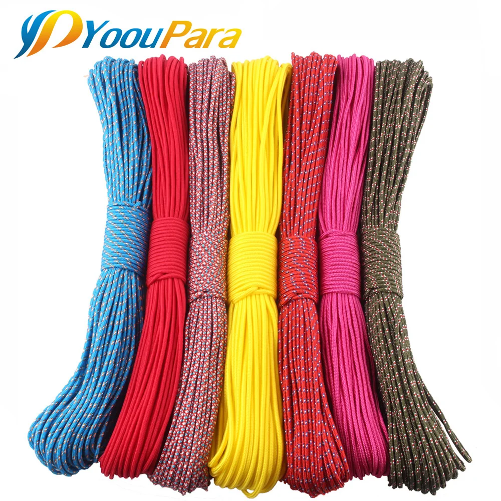 3mm Paracord 100FT Parachute cord Rope 1 Strand Paracorde Outdoor Survival  Equipment Clothes line DIY Paracord Bracelet