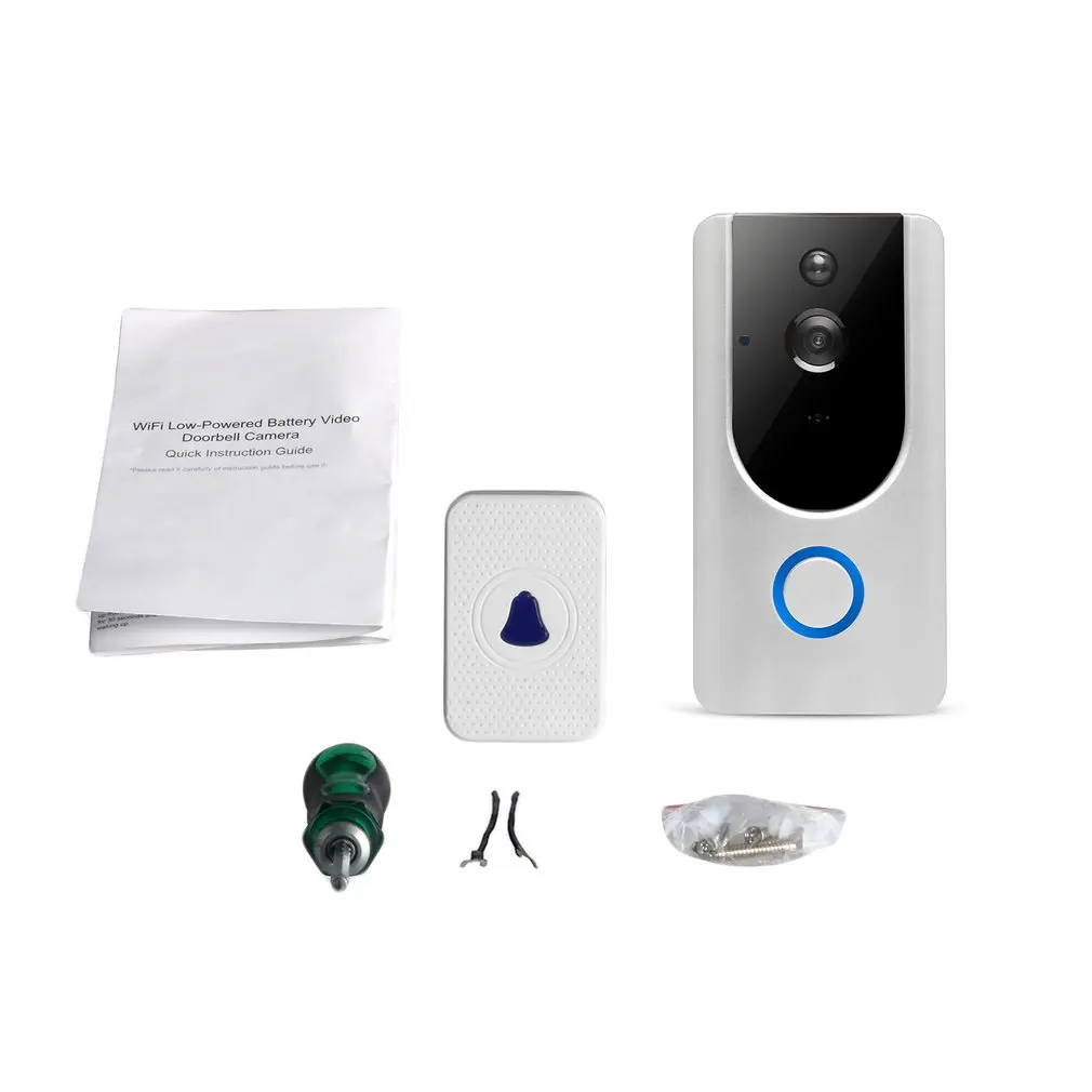 

1080P WiFi Wireless Security Doorbell with 8G TF Card Smart Visual Intercom Recording Video Door Phone +Wireless Doorbell Chime