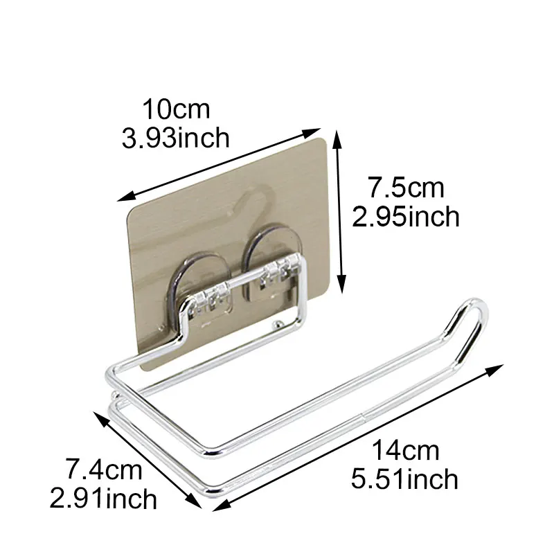 الحائط الفولاذ المقاوم للصدأ المرحاض حامل الورق الملفوف المطبخ الحمام تخزين قابل للغسل عصا السنانير رف منشفة المنظم أدوات