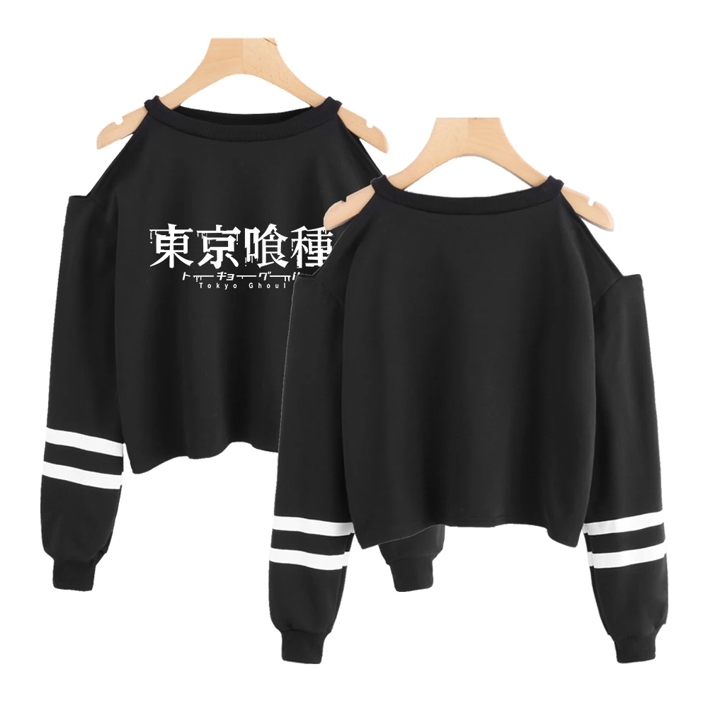 

Tokyo Ghoul kpop Sweatshirt short Sweatshirt off-shoulder top Fashion short sexy Hip Hop kpop crop hoodies for women
