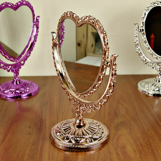 E2111 108 heart shaped bronze mirror cosmetic retro , European princess