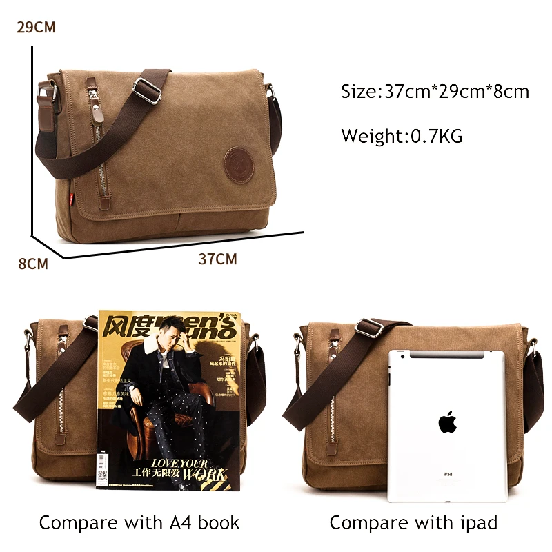  MARKROYAL Canvas Mens Crossbody Bags Male Luxury brand Messenger Bag Cross Body Men's Satchel Pack  - 32965070528