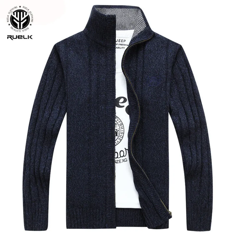 RUELK 2018 свитер для мужчин осень зима шерсть толстый мужской кардиган мода 2018 г. брендовая одежда верхняя вязание мужской джемпер M-