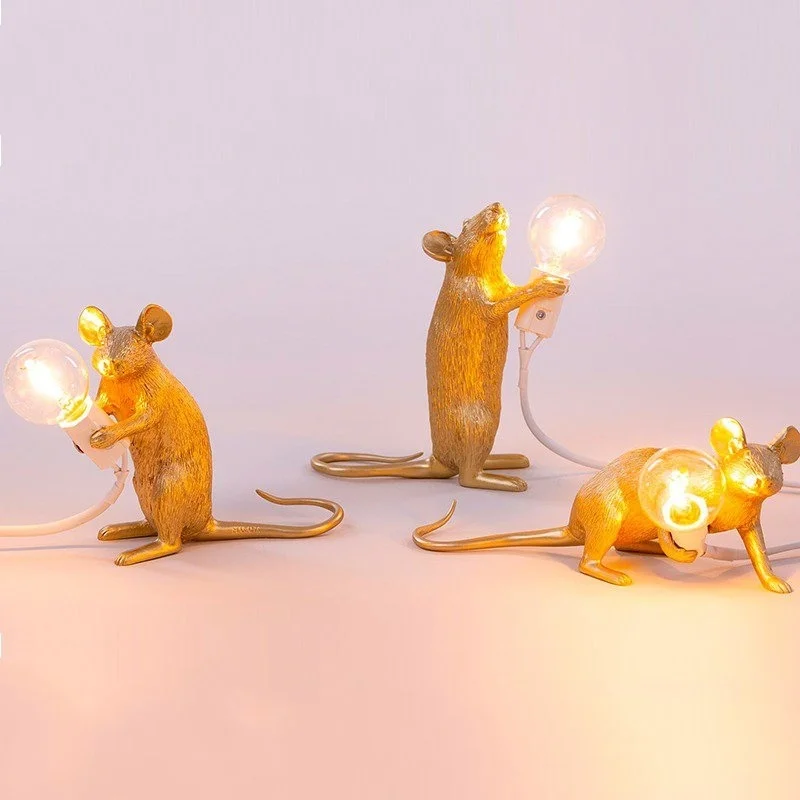 Художественная Милая Золотая мышь лампа животное крыса стол с мышкой лампа огни детский подарок комнаты; декор спальня лампа гостиная Led настольная лампа
