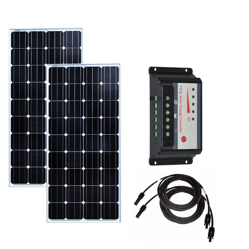 

Solar Kit Solar Panel 150w 12v 2Pcs Solar Charge Controller 12v/24v 30A PWM USB PV Cable RV Motorhome Caravan Car Camping Light