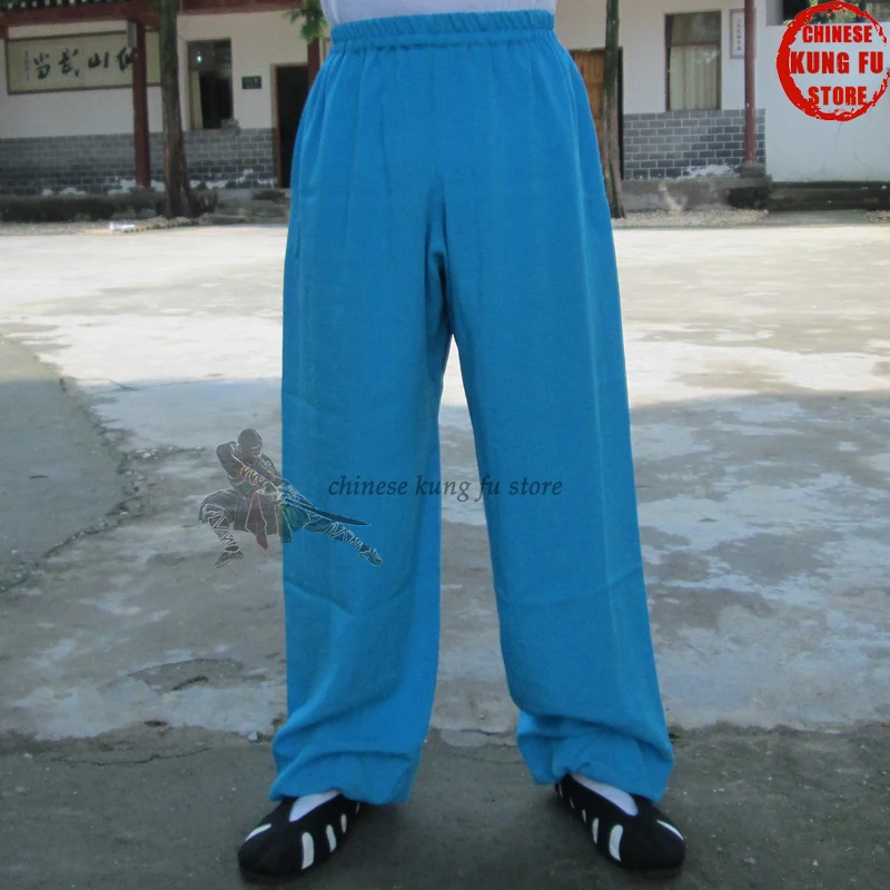 Kaufen Anpassen 25 Farben Leinen Tai Chi Kung fu kampfkunst Hosen Wushu Flügel Chun Hosen