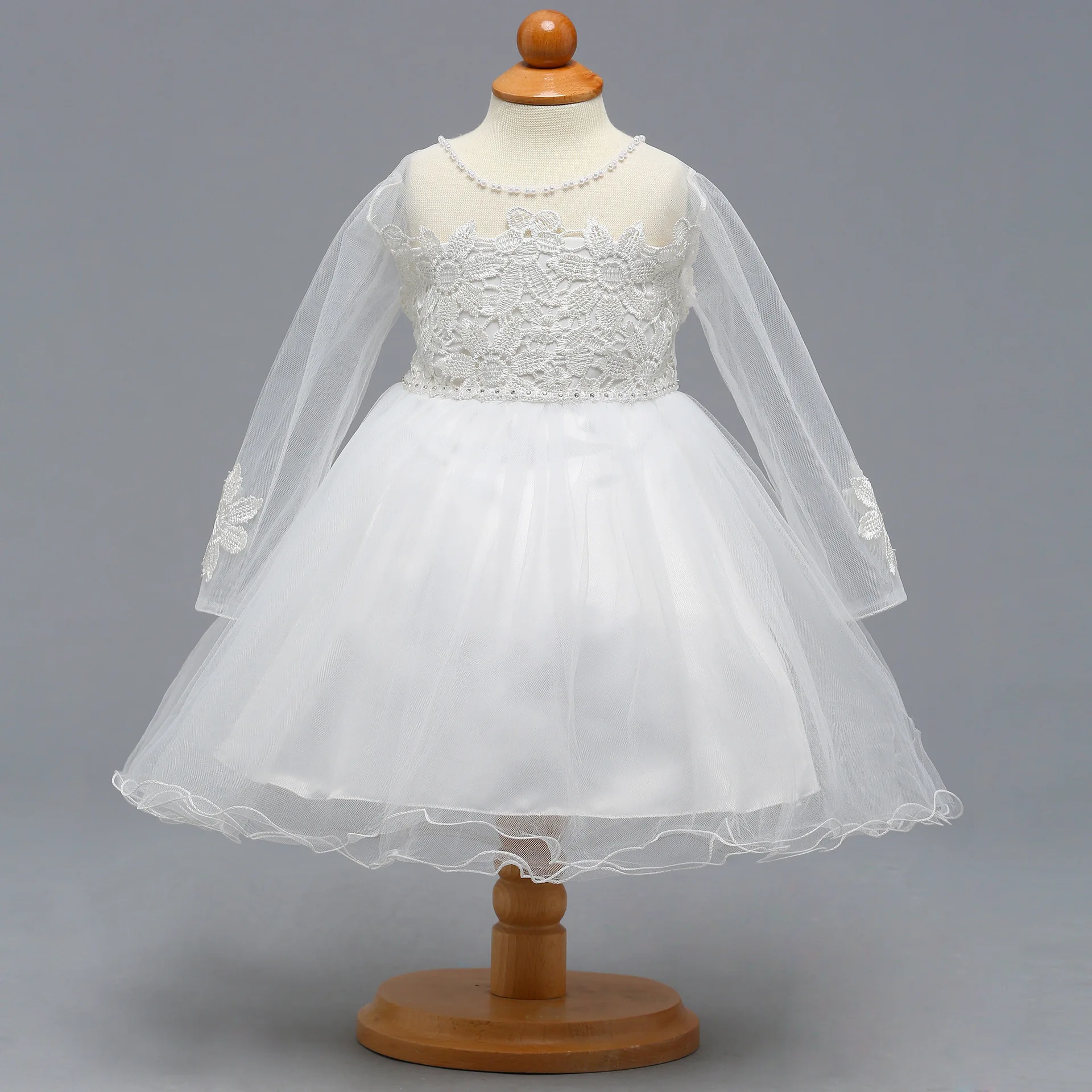 Elegant Flower Lace Baby Girl Tulle Dress for Party Infant Shower