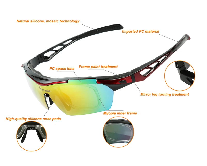 Поляризованные солнцезащитные очки с 5 линзами для езды на велосипеде, солнцезащитные очки с рамкой для близорукости, спортивные очки для горного велосипеда, велосипедные солнцезащитные очки