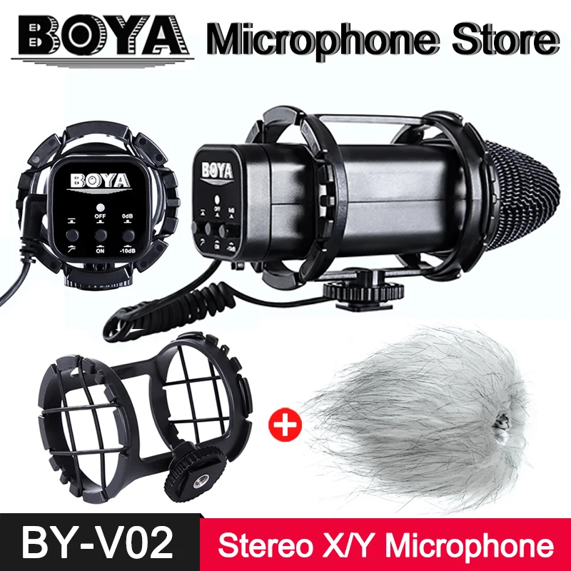 

BOYA BY-V02 Stereo X/Y Condenser Microphone Broadcast Quality for Canon Nikon Sony Panasonic SLR Camera Camcorder Audio Recorder
