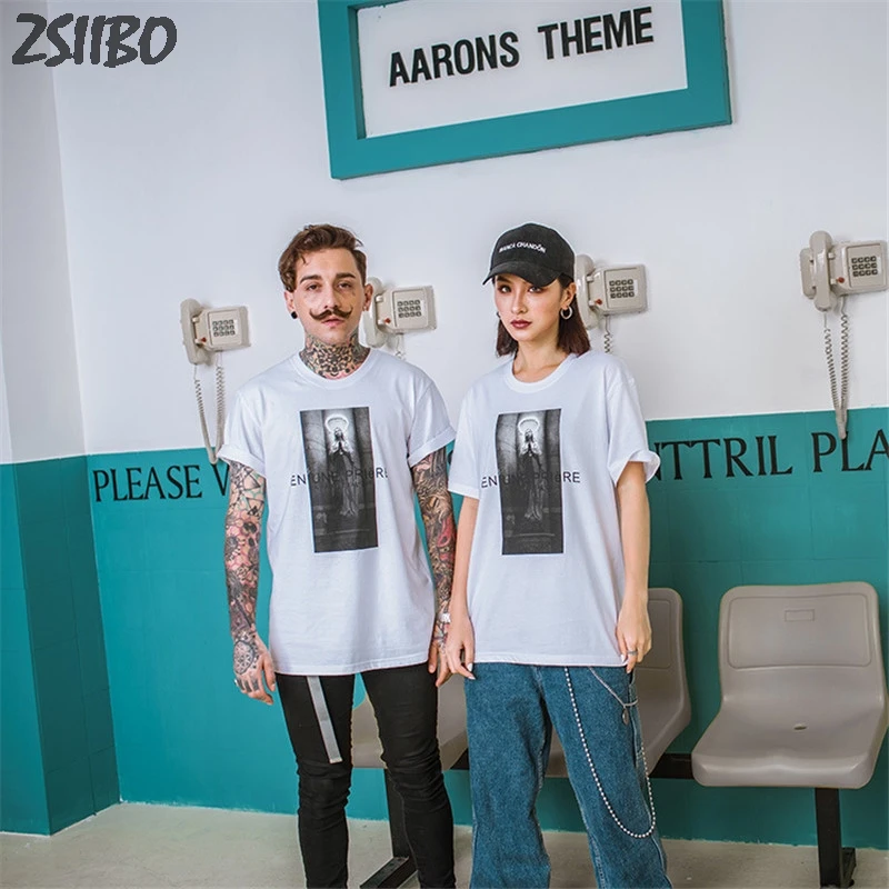 2019 Virgin Mary Printed ulzzang female T-shirt Cool Short Sleeve women