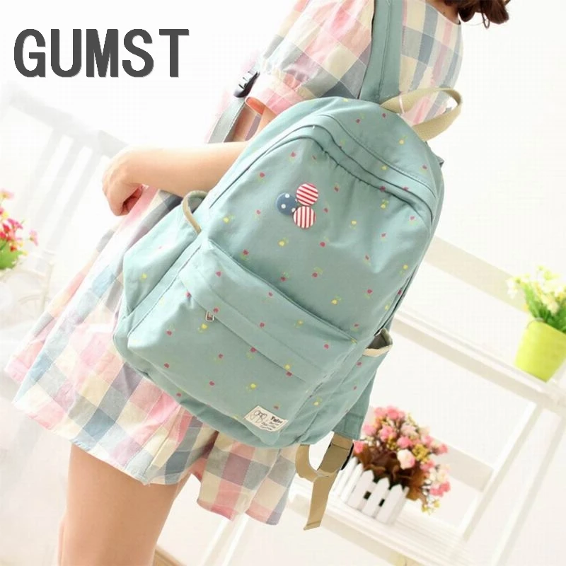 

Casual Women's Dot Canvas Backpack Women Girls Lady Student School Bags Travel Shoulder Bag Mochila