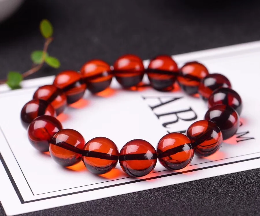 Natural Blood Red Amber Bracelet Jewelry For Women Man Healing Beauty Crystal 11mm Round Beads Stone Gemstone AAAAA Certificate | Украшения